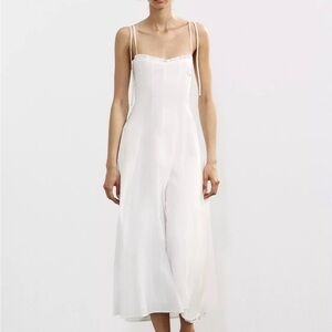 Zara Poplin Ruffle Midi Dress